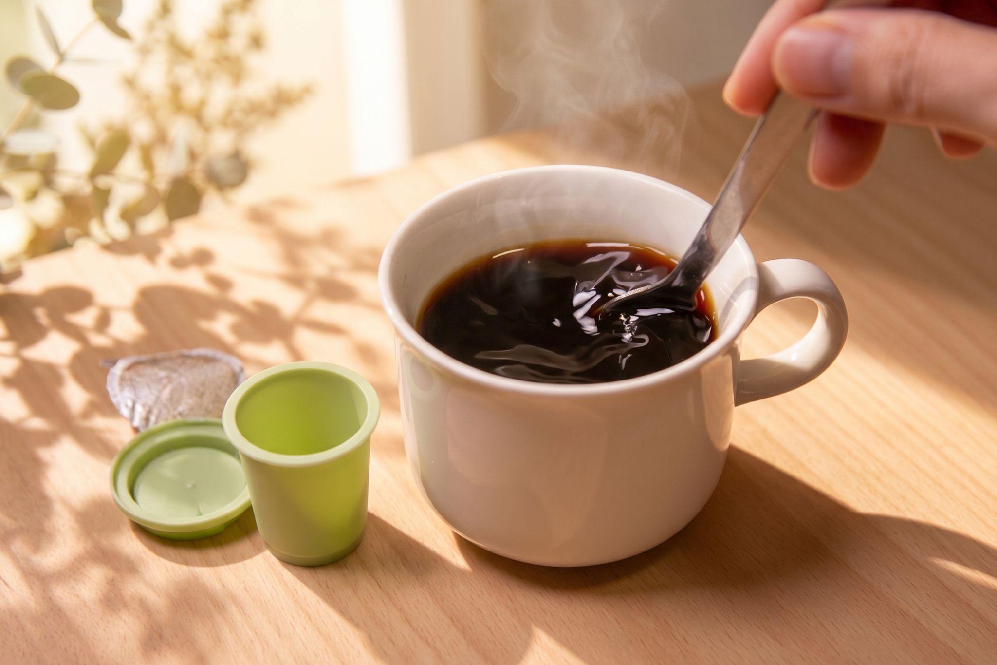 湯気の立つホットコーヒー